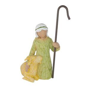 Shepherd Sheep Lamb Figurine With Staff Resin Nativity Animal